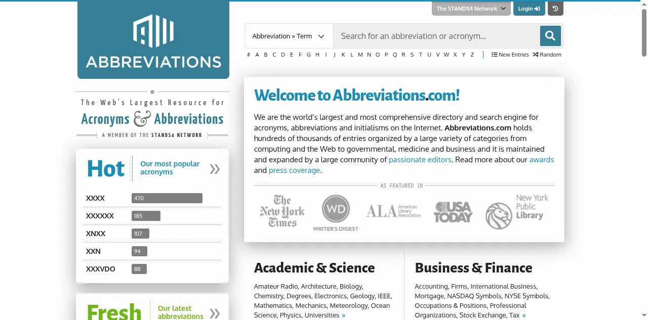 Preview of abbreviations.com