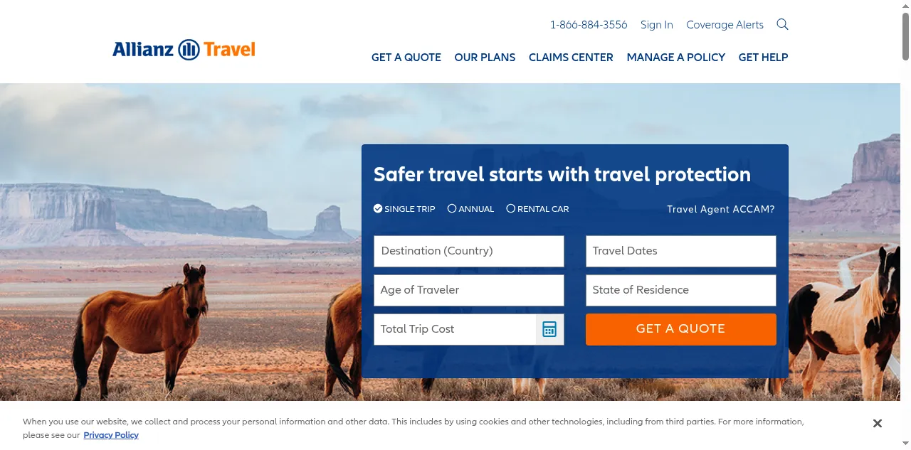 Preview of allianztravelinsurance.com