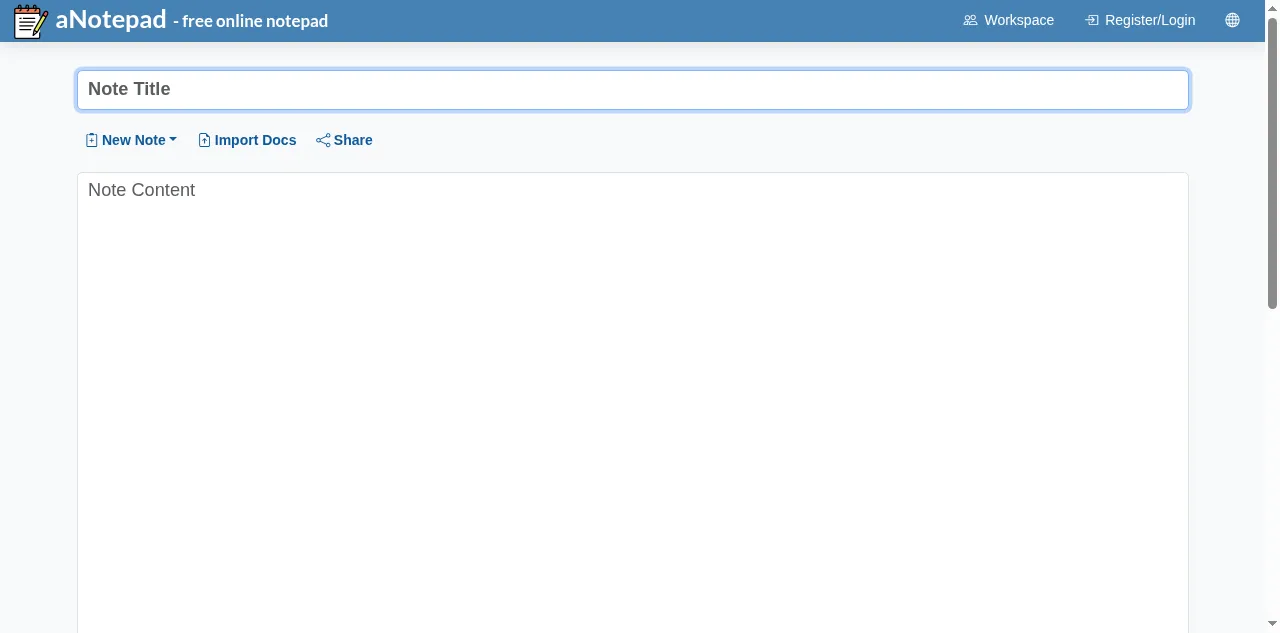 Preview of anotepad.com