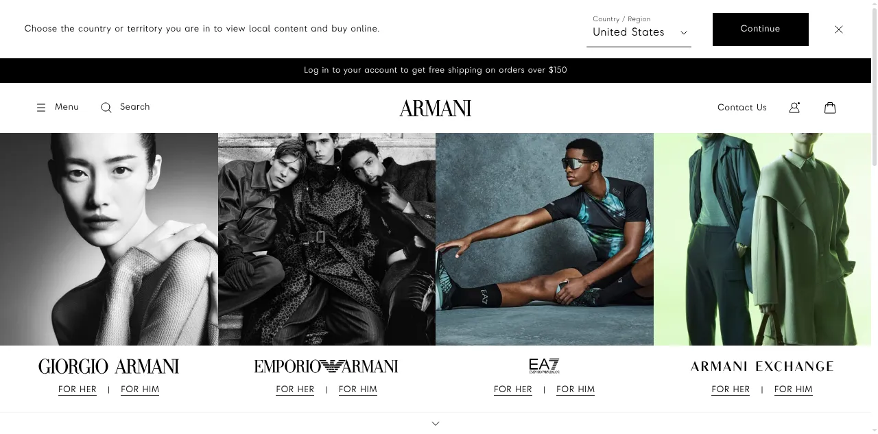 Preview of armani.com