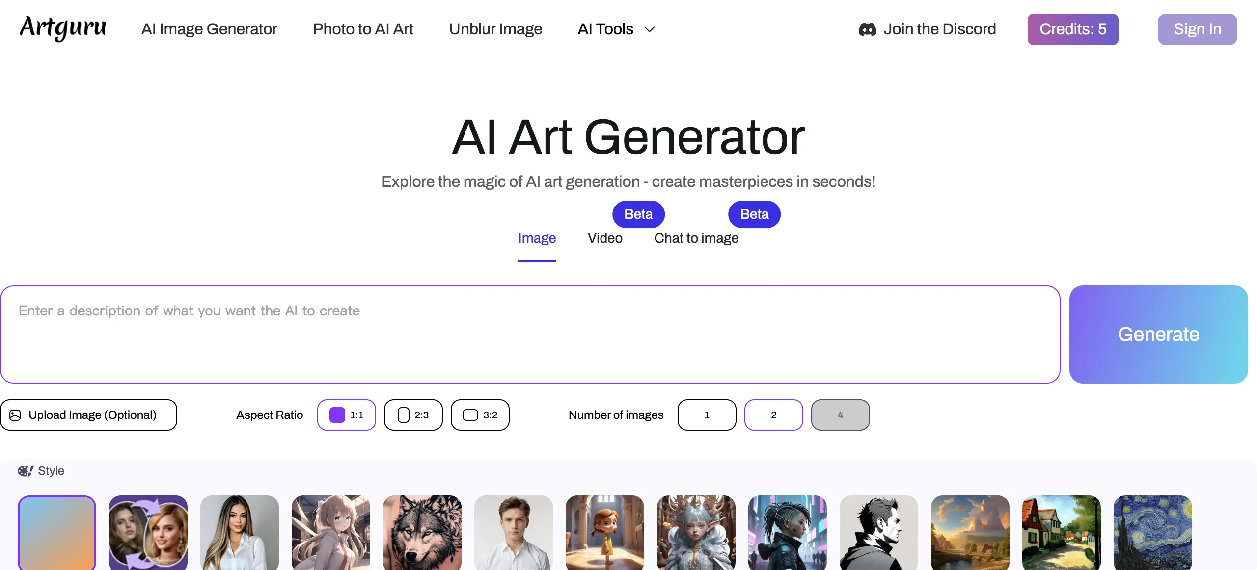 Preview of artguru.ai