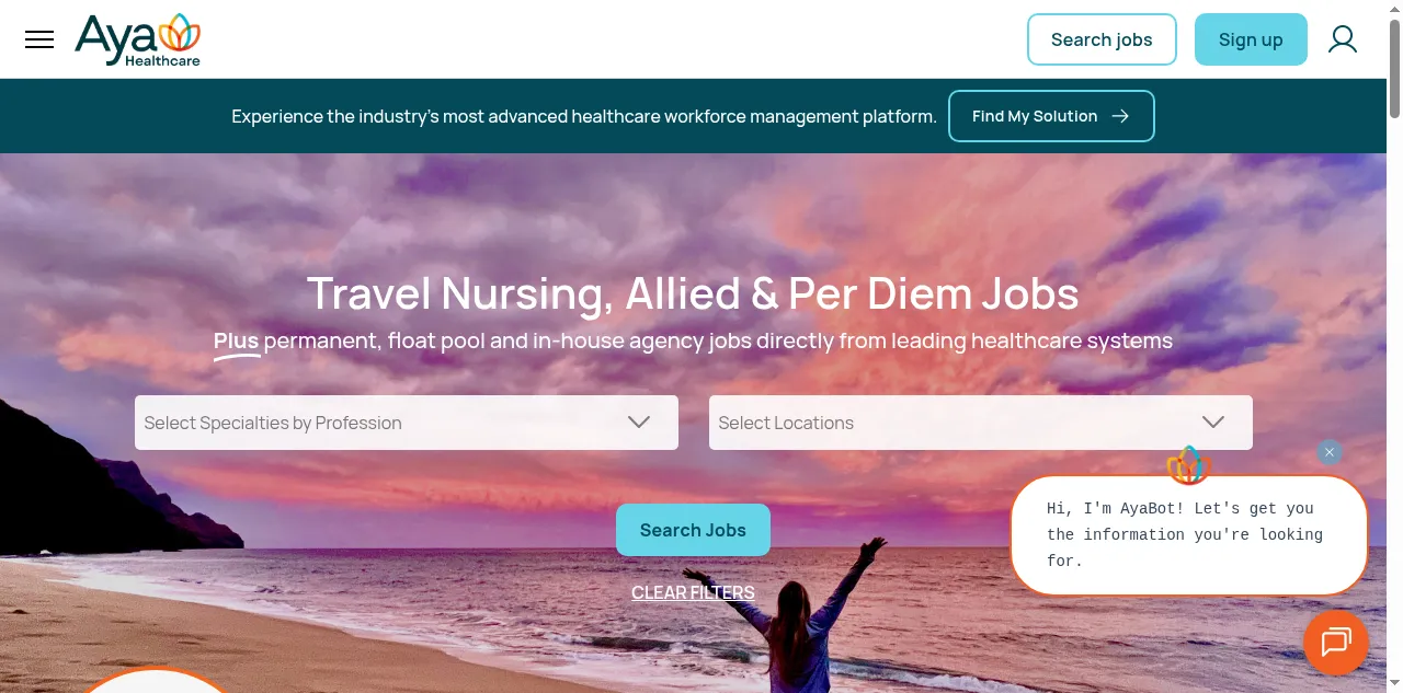 Preview of ayahealthcare.com