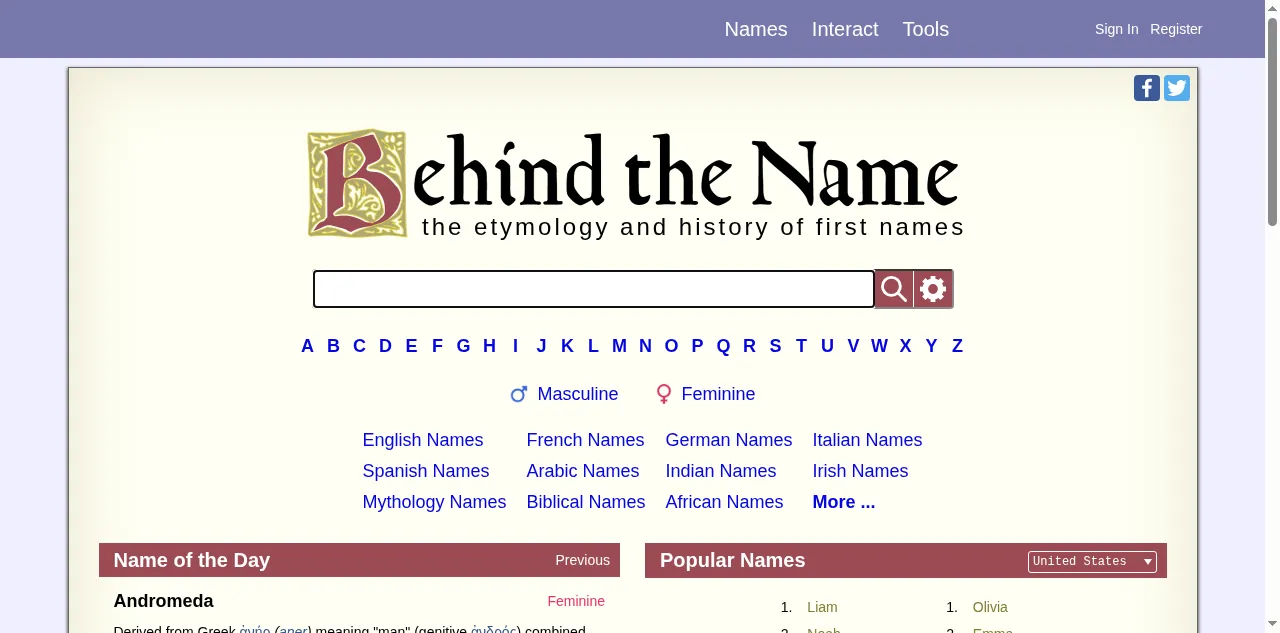 Preview of behindthename.com
