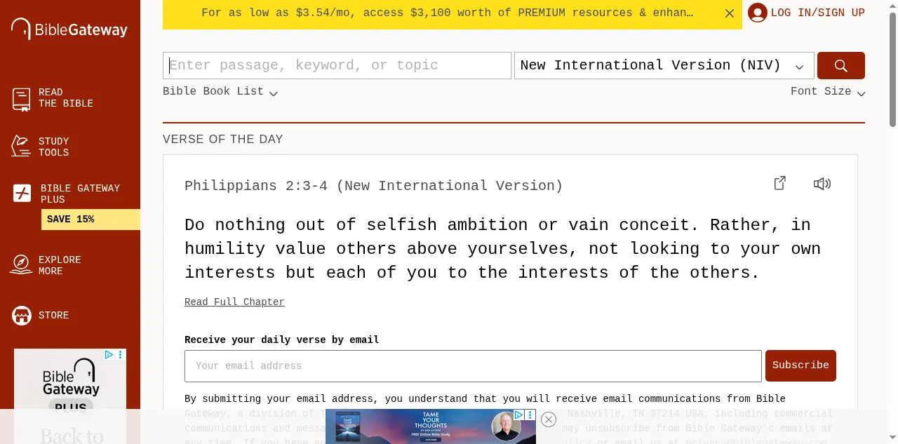 Preview of biblegateway.com