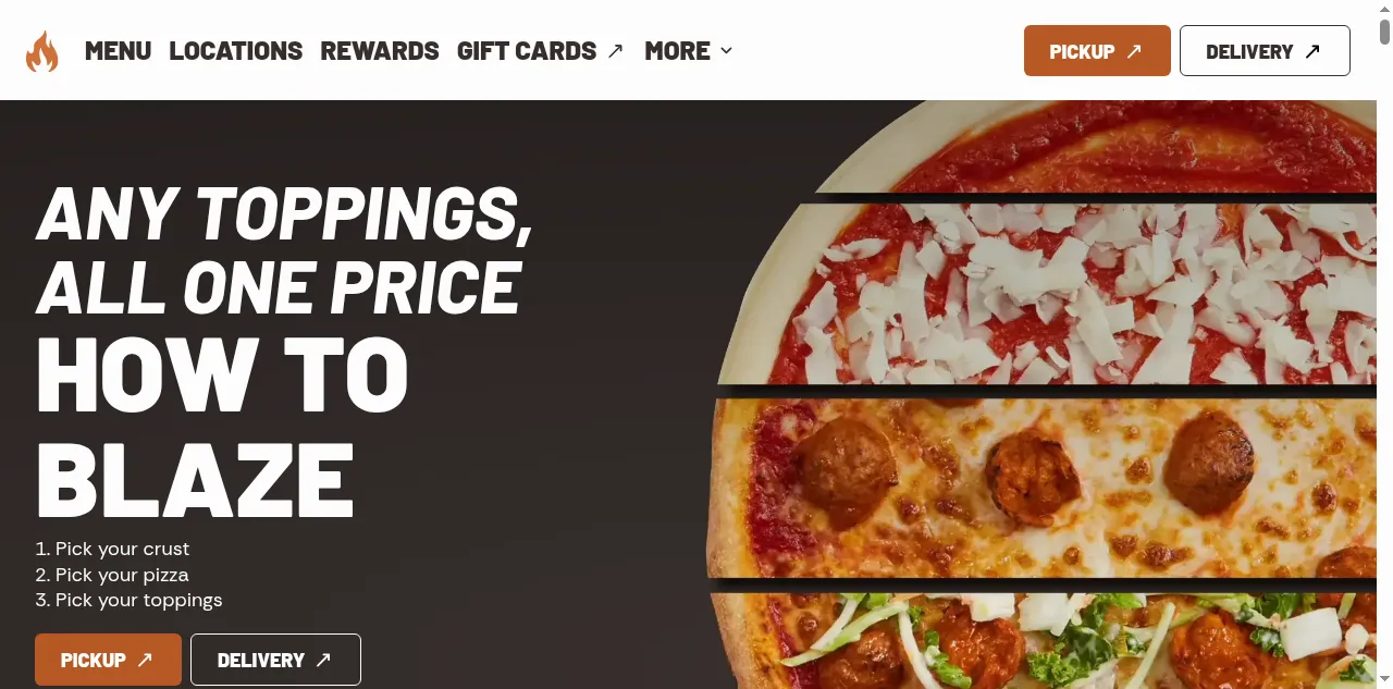 Preview of blazepizza.com
