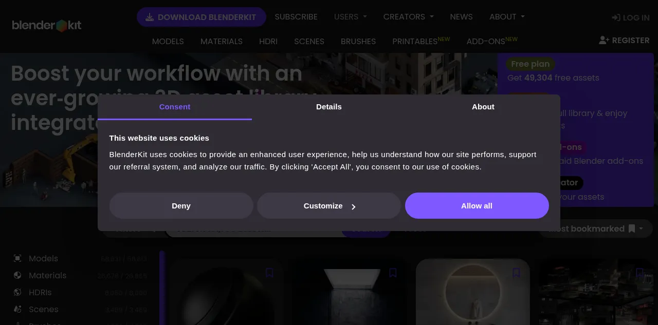 Preview of blenderkit.com