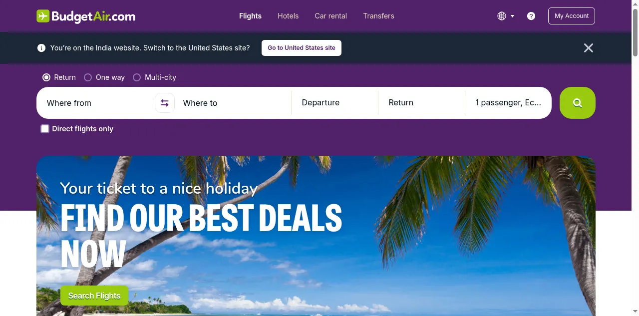 Preview of budgetair.in