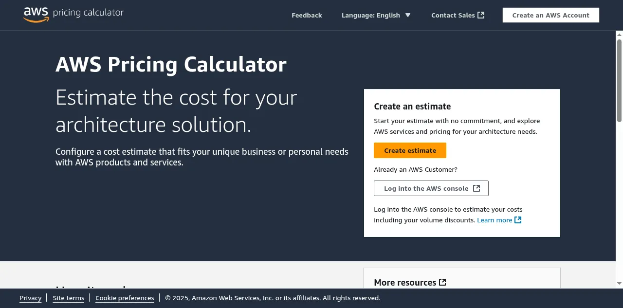 Preview of calculator.aws