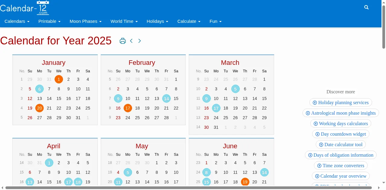Preview of calendar-12.com