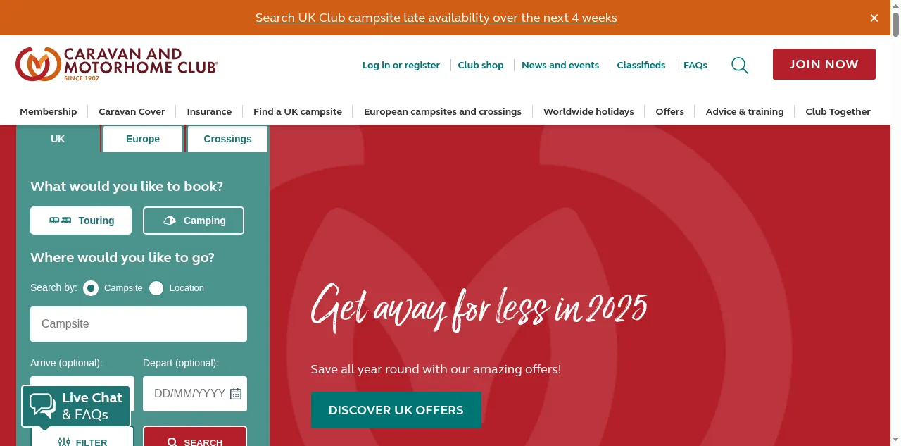 Preview of caravanclub.co.uk