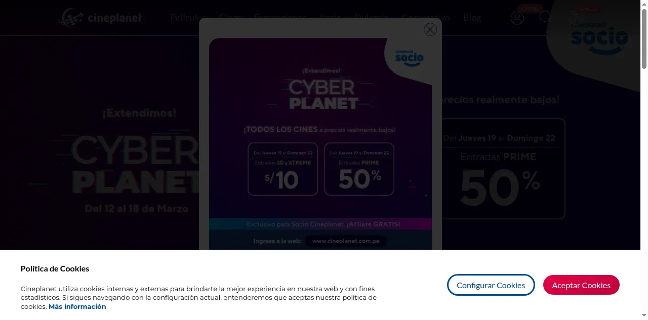 Preview of cineplanet.com.pe