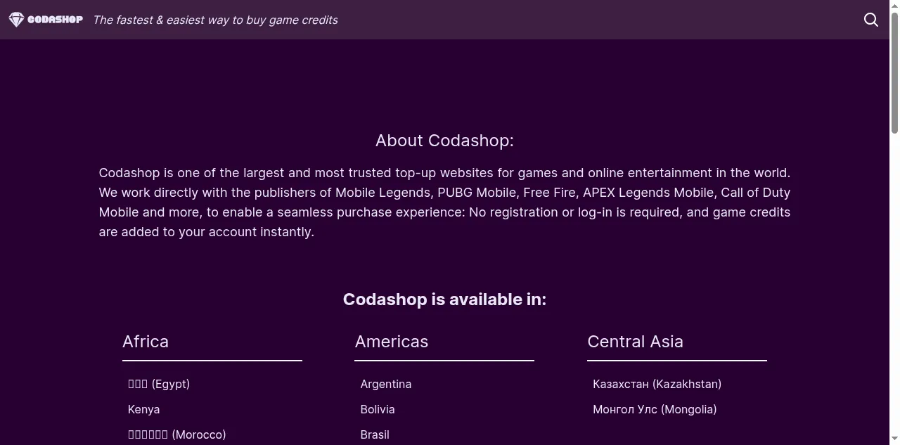 Preview of codashop.com