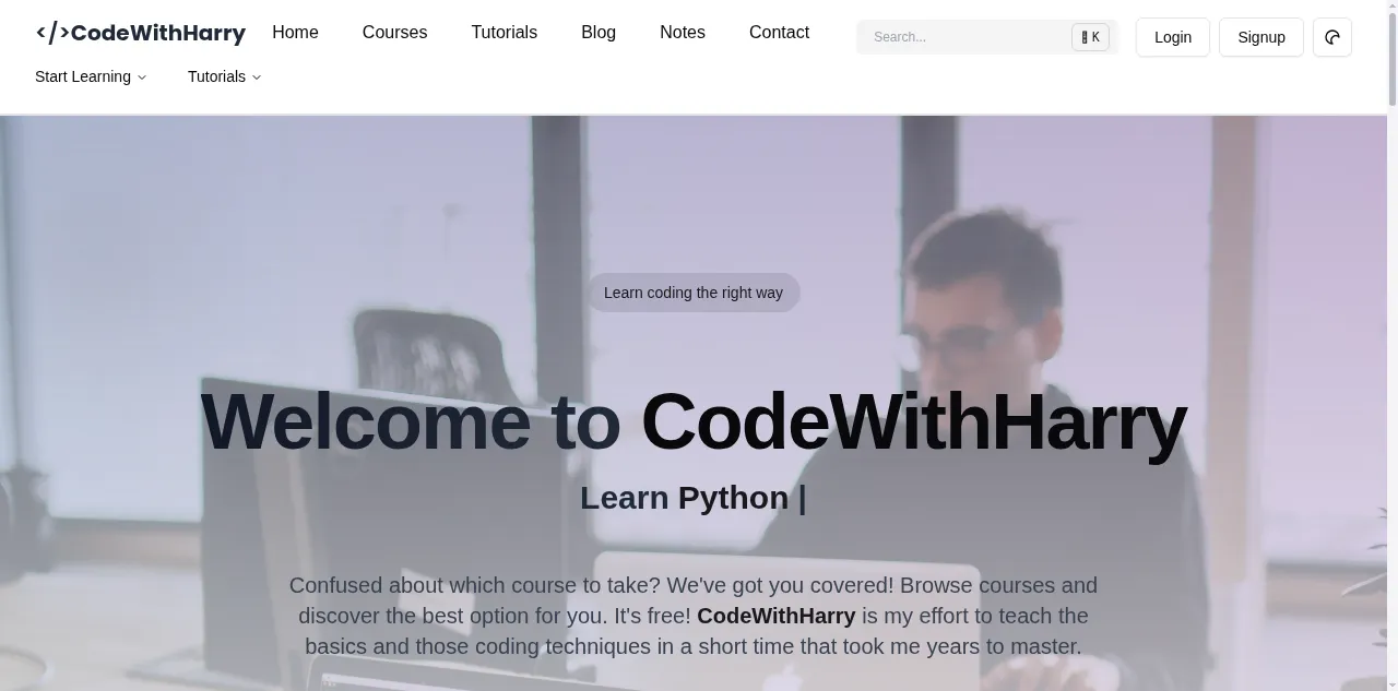 Preview of codewithharry.com