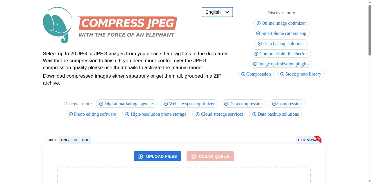 Preview of compressjpeg.com