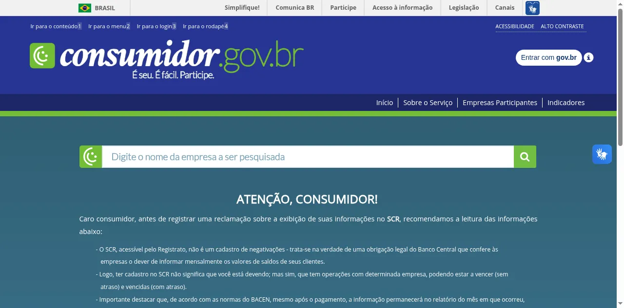 Preview of consumidor.gov.br