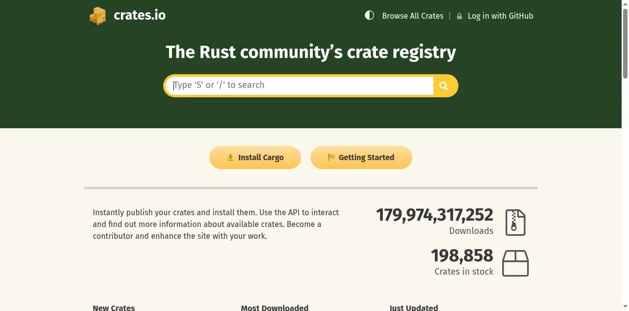 Preview of crates.io