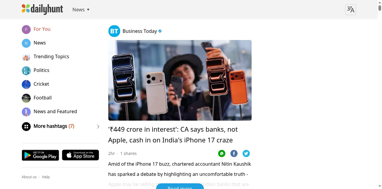Preview of dailyhunt.in