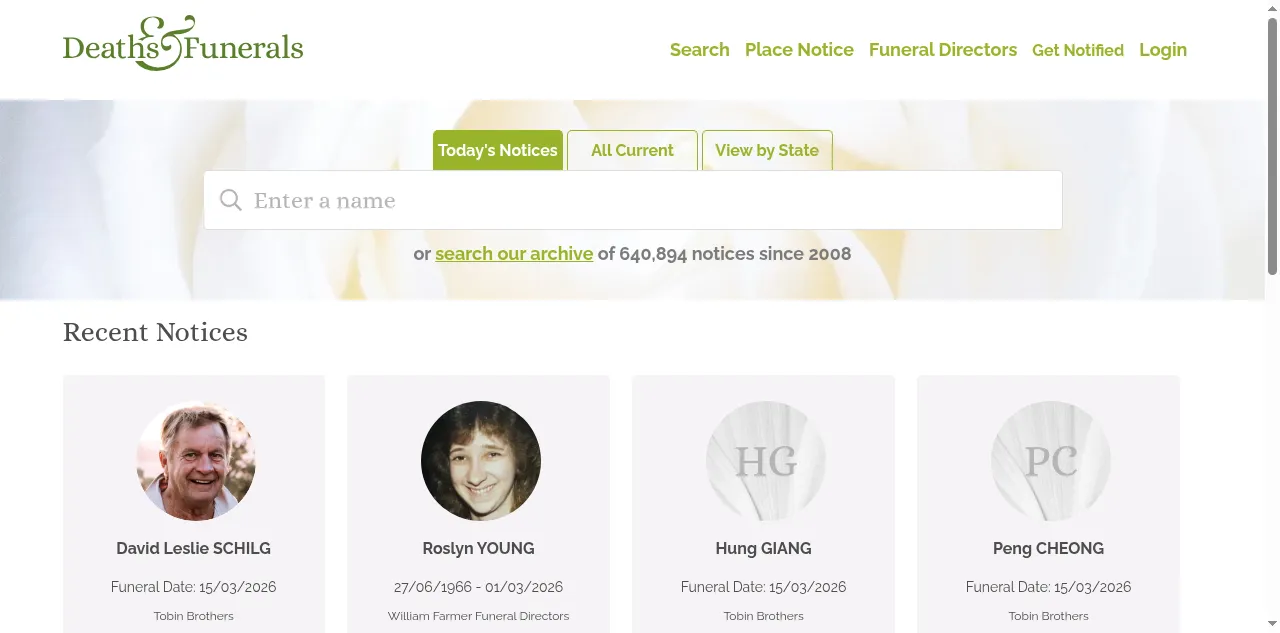 Preview of deathsandfunerals.com.au