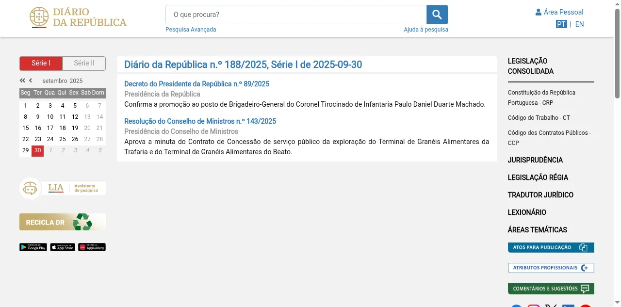Preview of diariodarepublica.pt