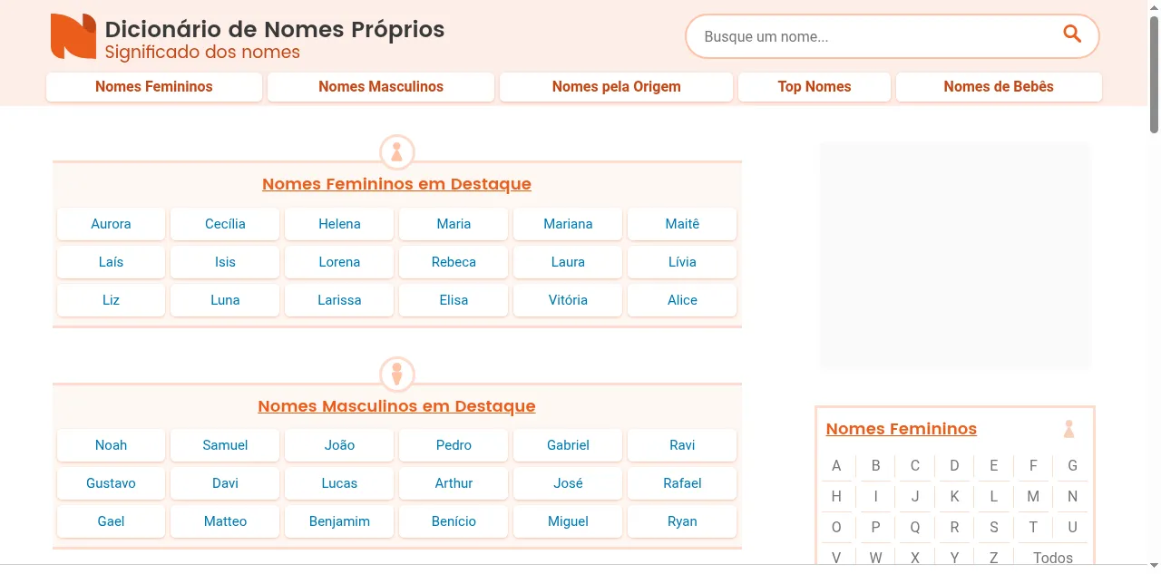 Preview of dicionariodenomesproprios.com.br