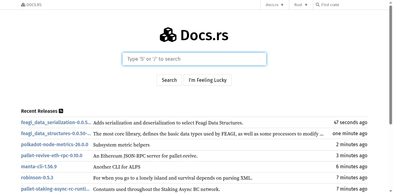 Preview of docs.rs