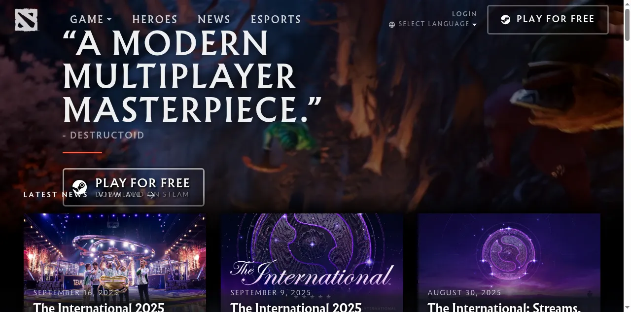 Preview of dota2.com