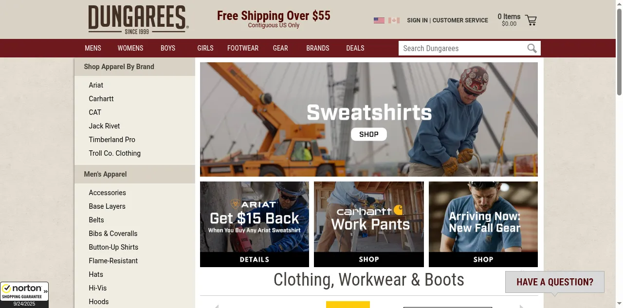 Preview of dungarees.com