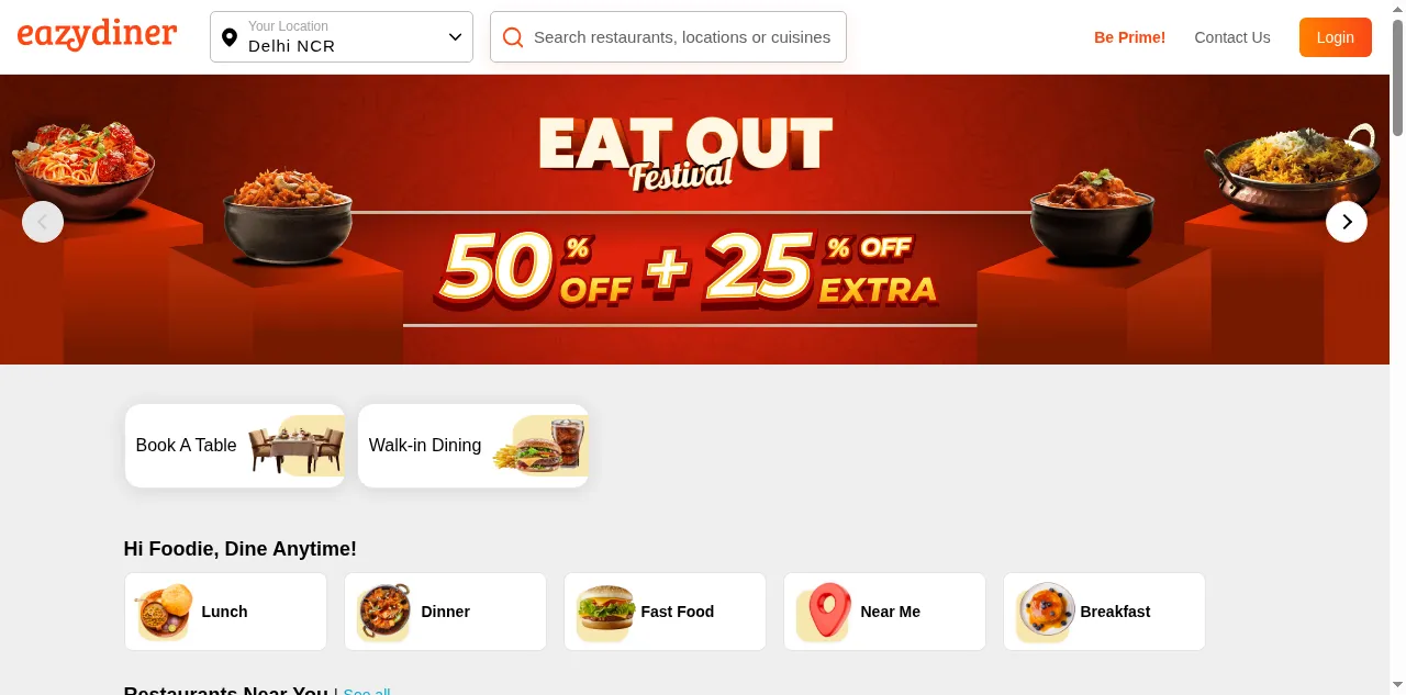Preview of eazydiner.com