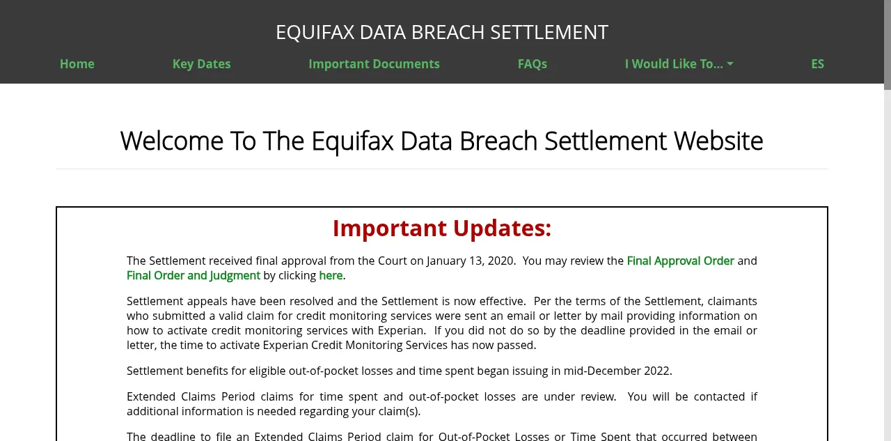 Preview of equifaxbreachsettlement.com