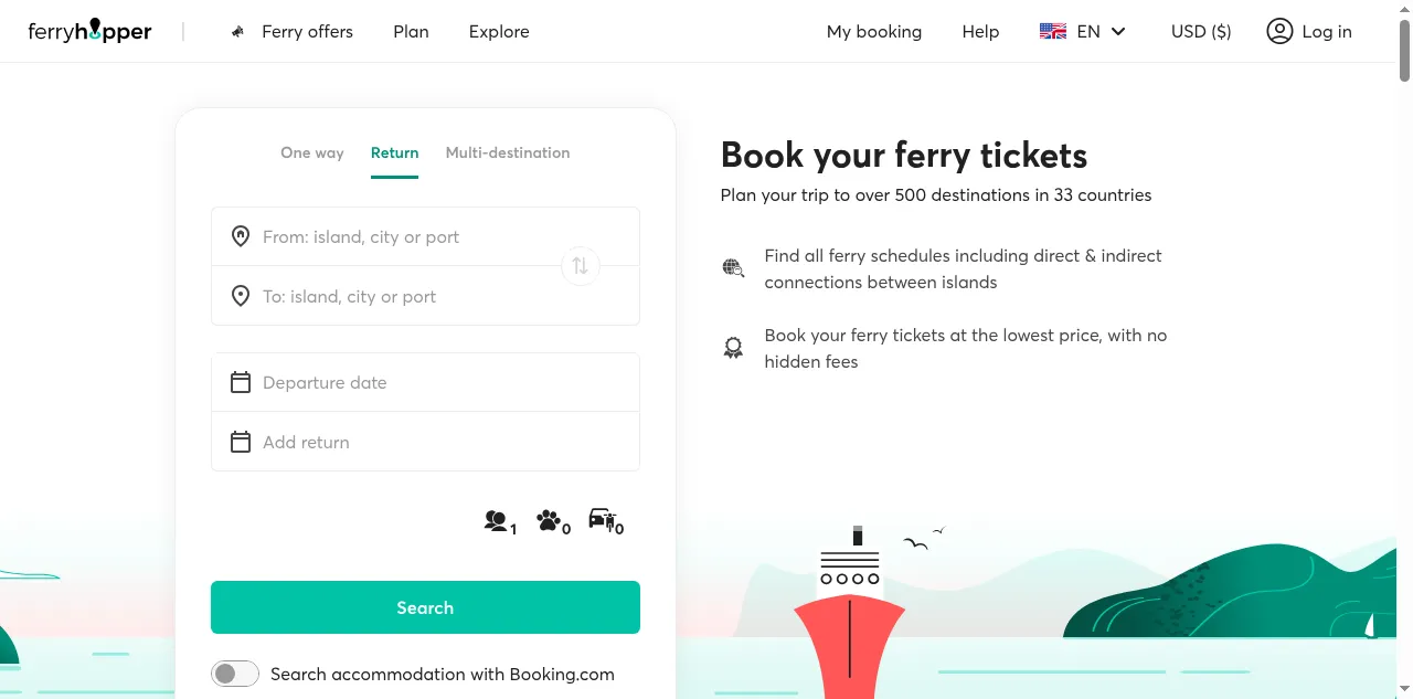 Preview of ferryhopper.com