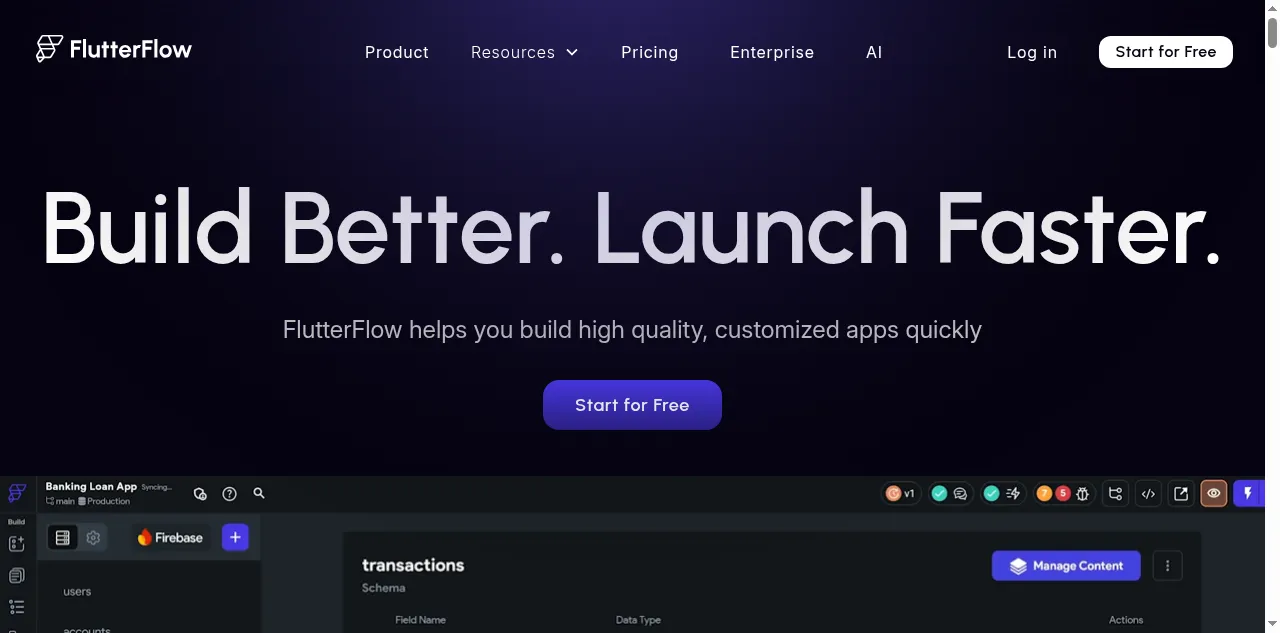 Preview of flutterflow.io