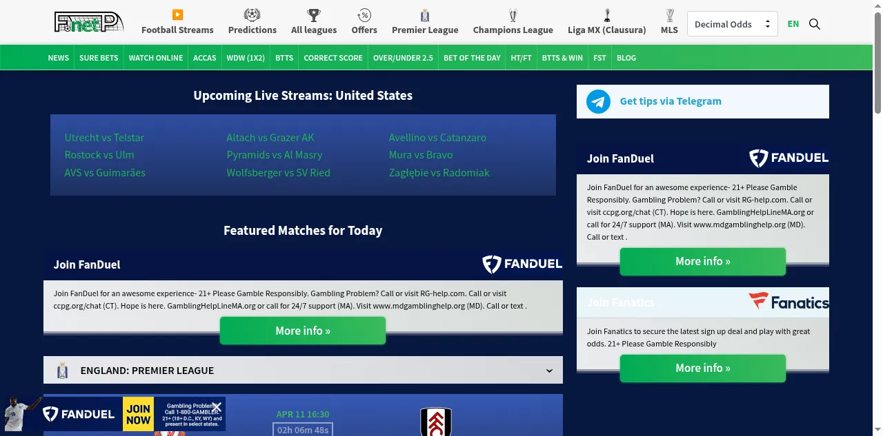 Preview of footballpredictions.net