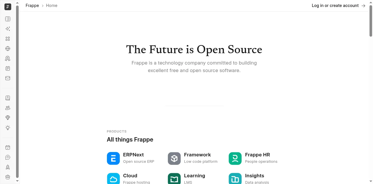 Preview of frappe.io