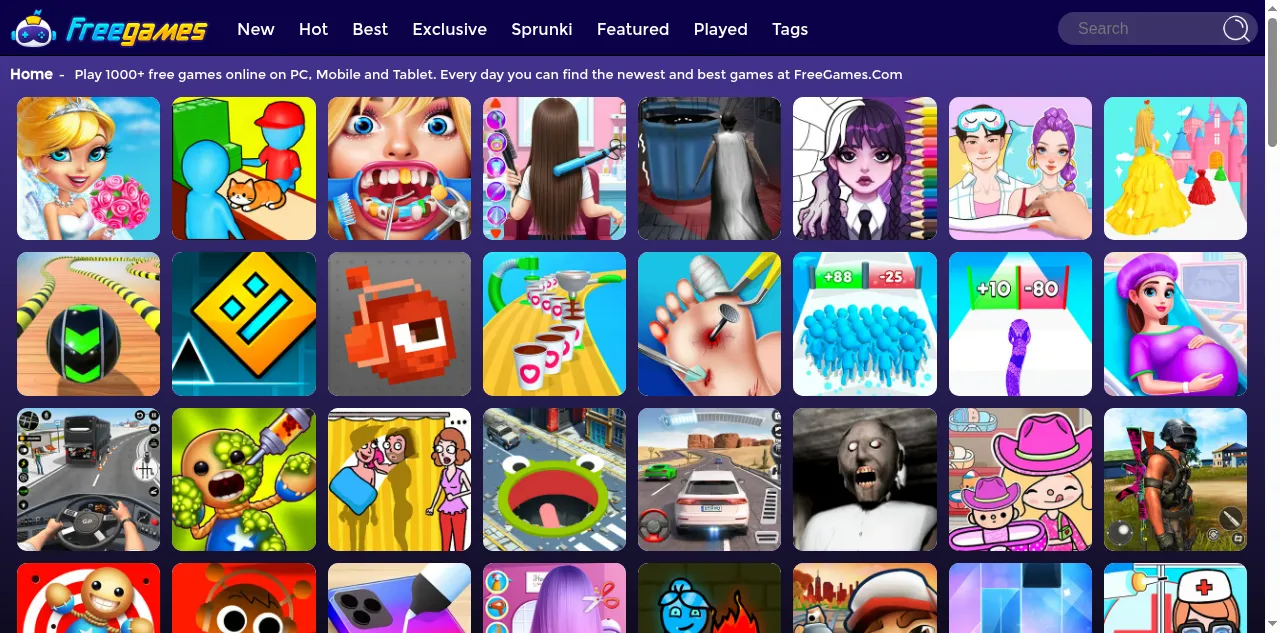 Preview of freegames.com
