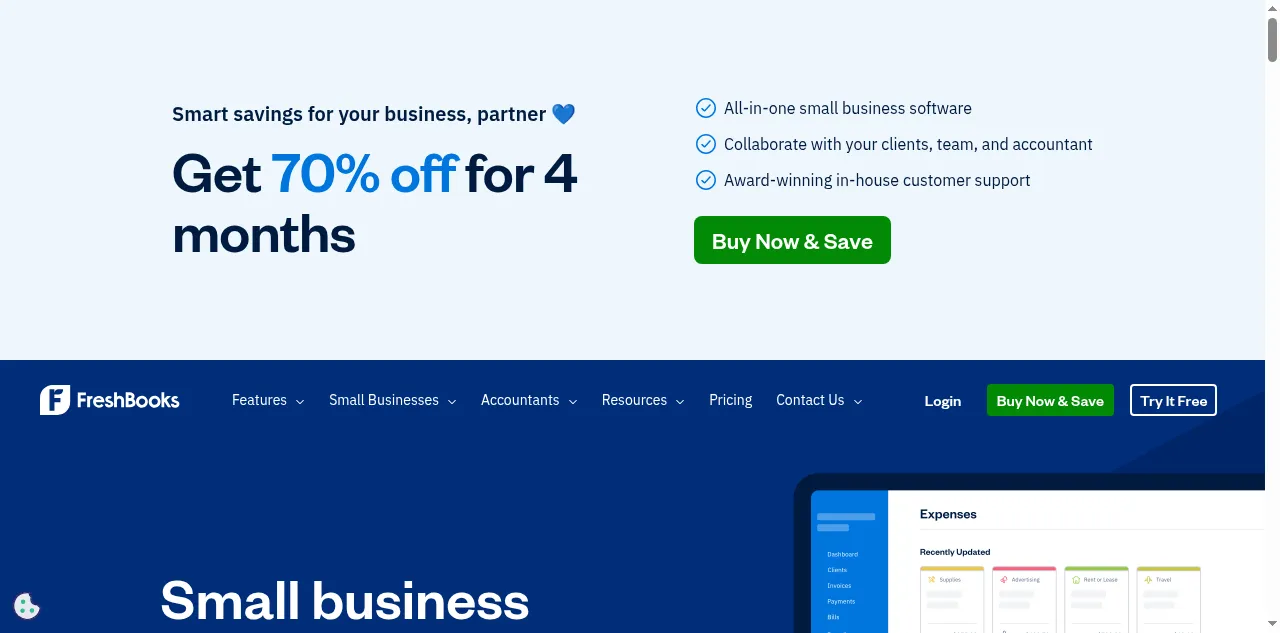 Preview of freshbooks.com