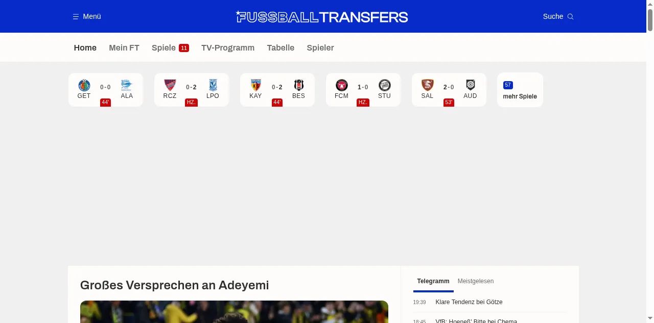 Preview of fussballtransfers.com