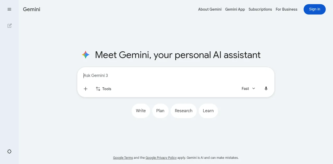 Preview of gemini.google.com