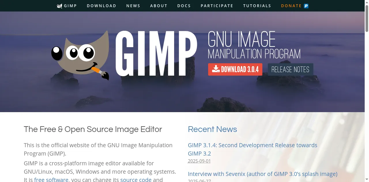 Preview of gimp.org