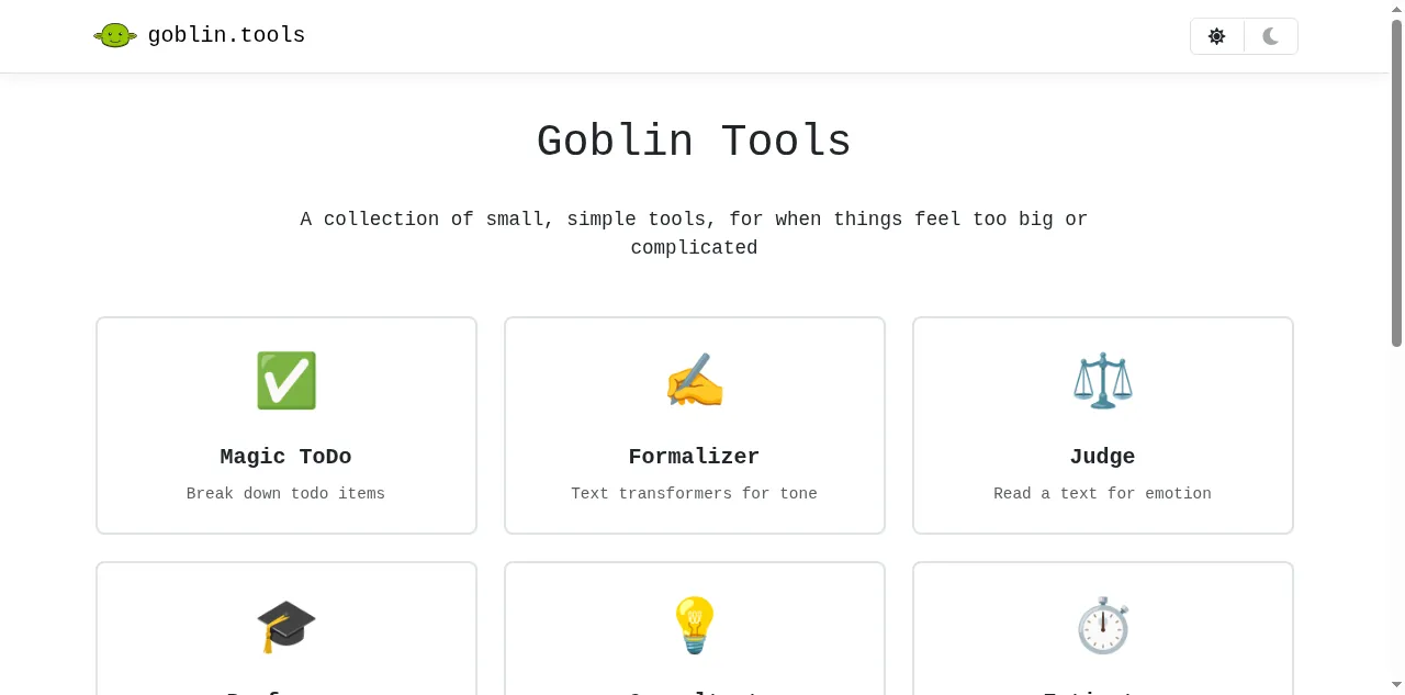 Preview of goblin.tools