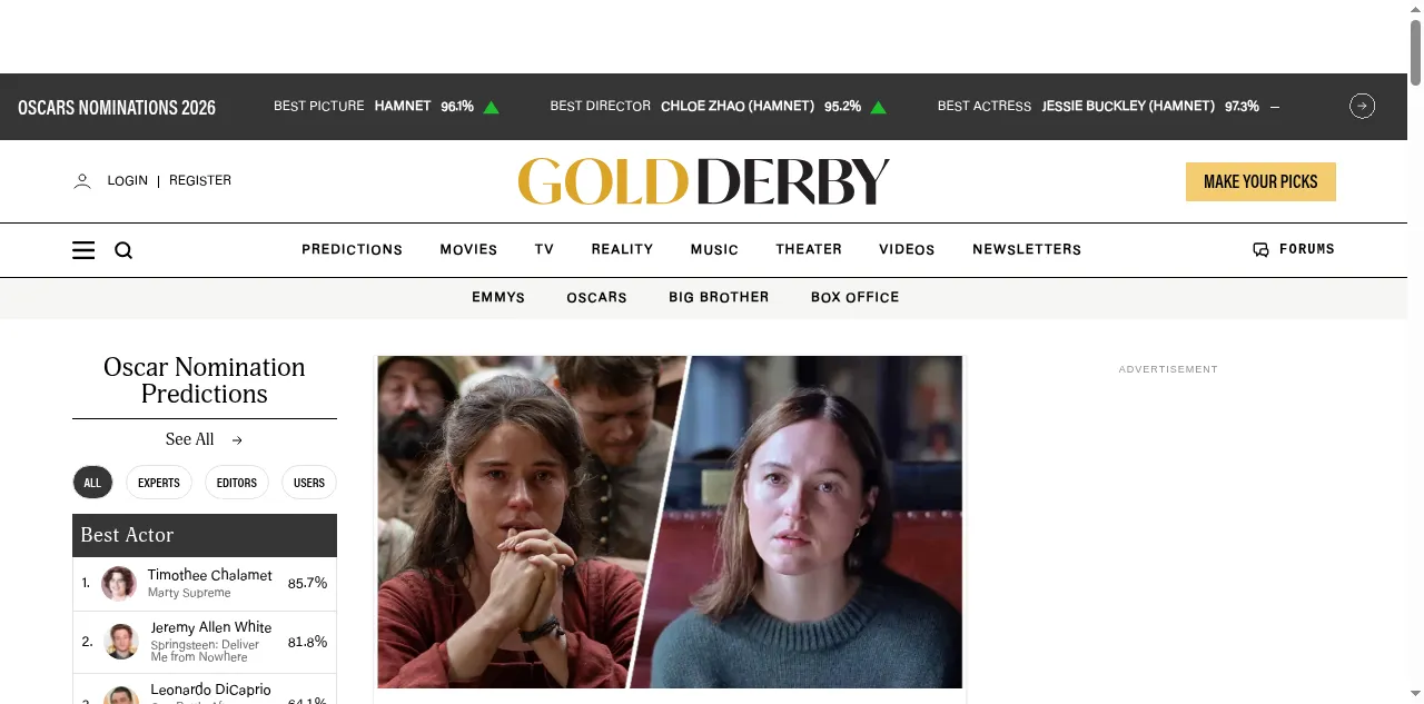 Preview of goldderby.com