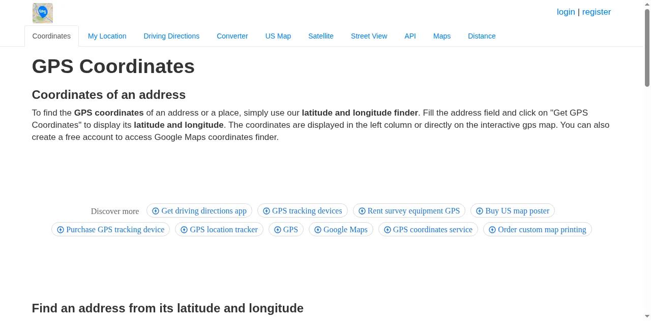 Preview of gps-coordinates.net