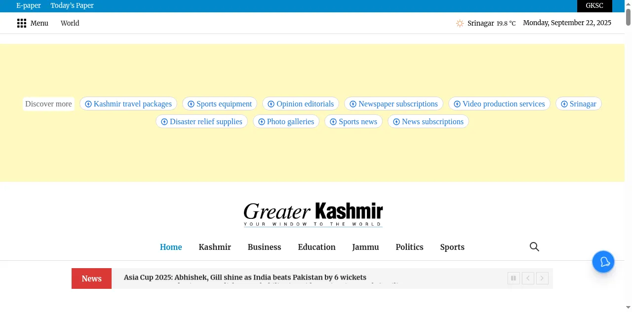 Preview of greaterkashmir.com