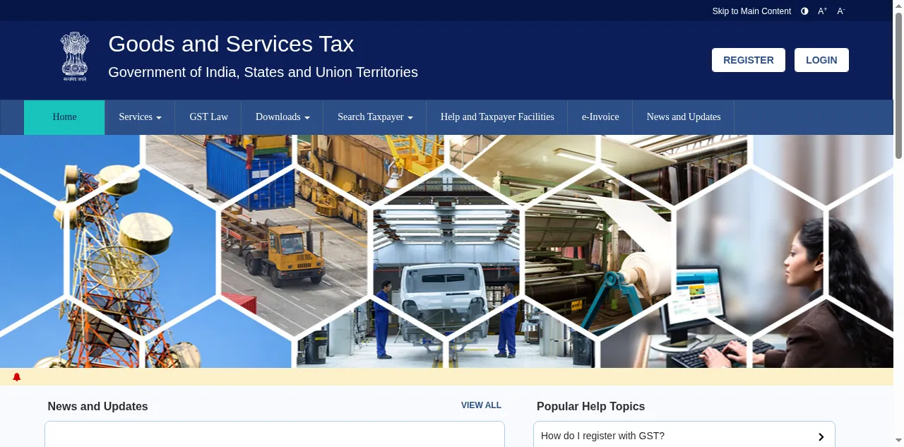 Preview of gst.gov.in