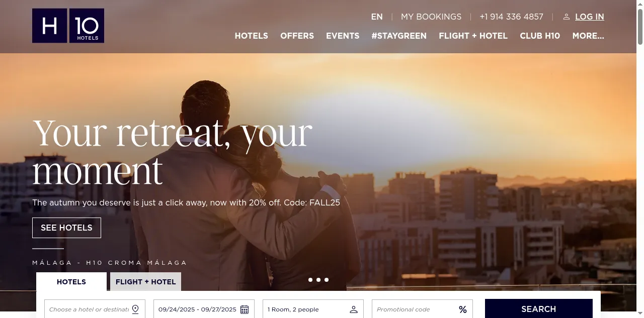 Preview of h10hotels.com