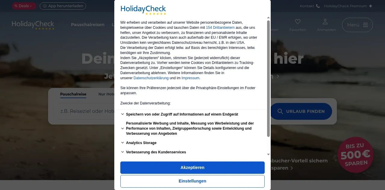 Preview of holidaycheck.de