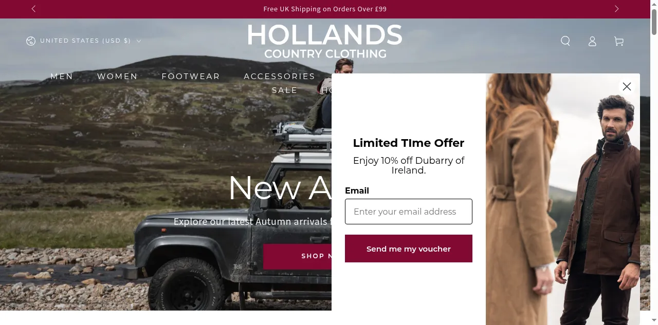 Preview of hollandscountryclothing.co.uk