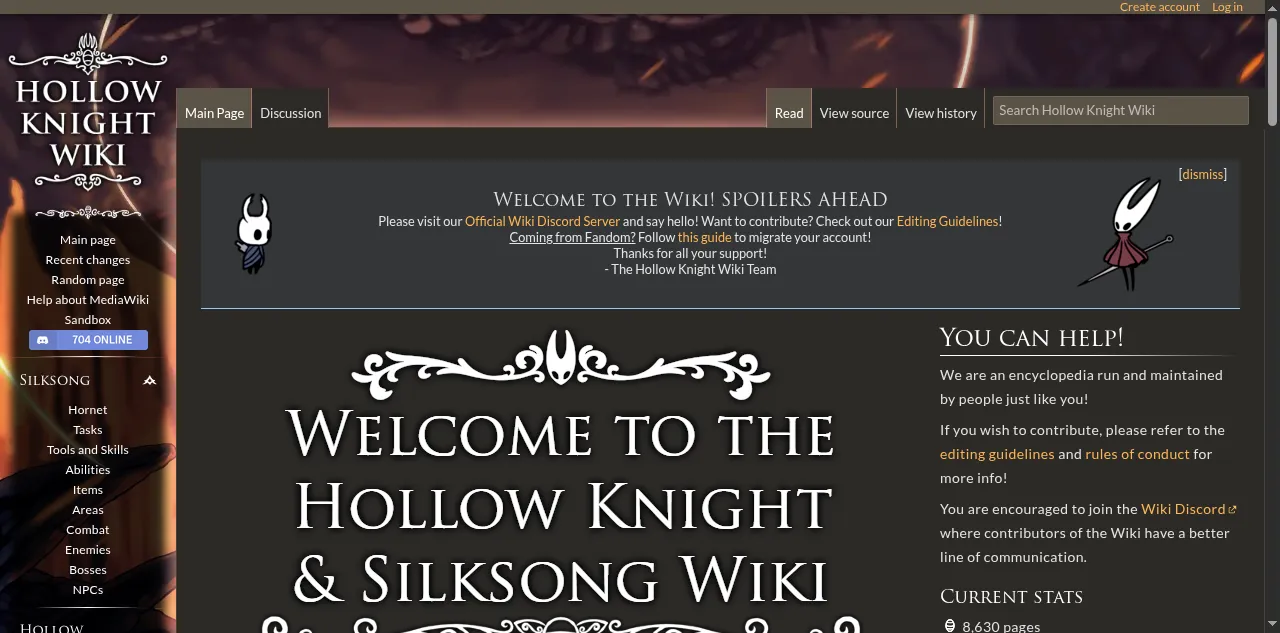 Preview of hollowknight.wiki