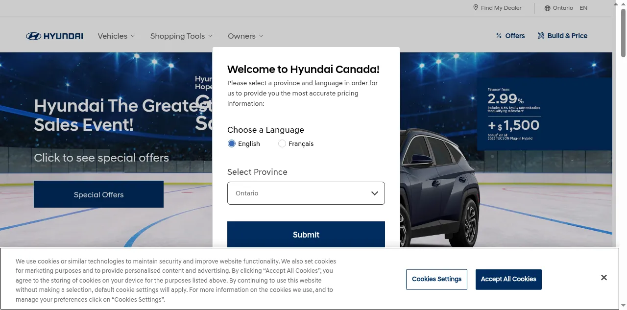 Preview of hyundaicanada.com