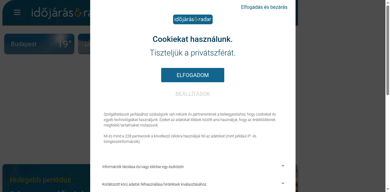 Preview of idojarasesradar.hu