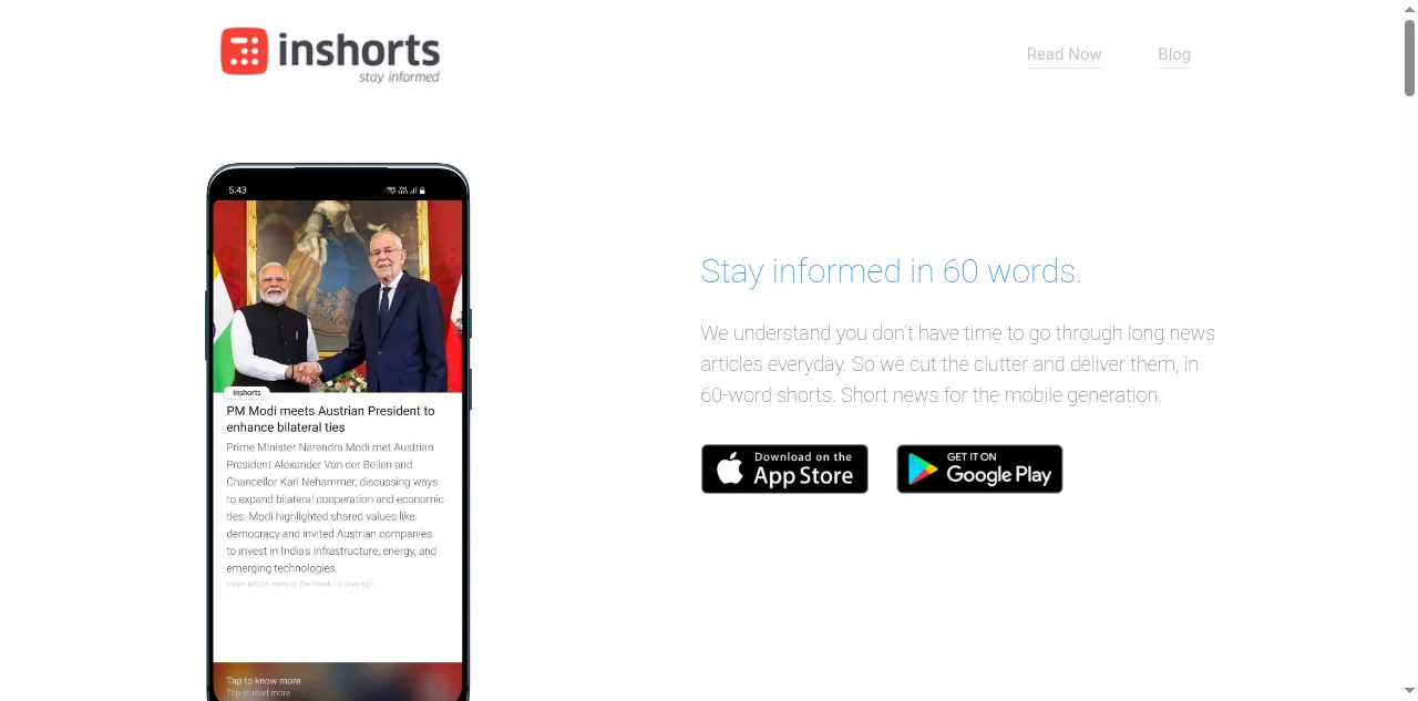 Preview of inshorts.com